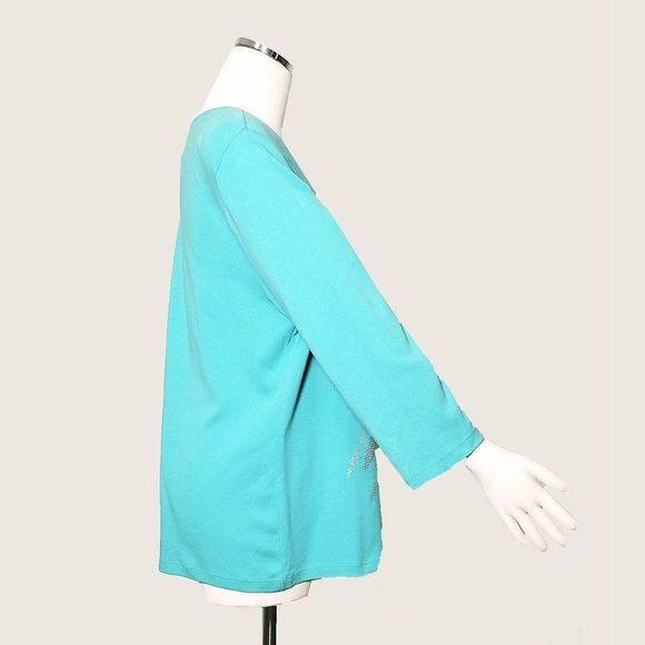 Karen Scott Mint Beaded Top NWOT - Picture 4 of 9